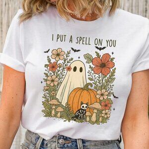 Floral Halloween Ghost T-Shirt, Spooky Season Tee